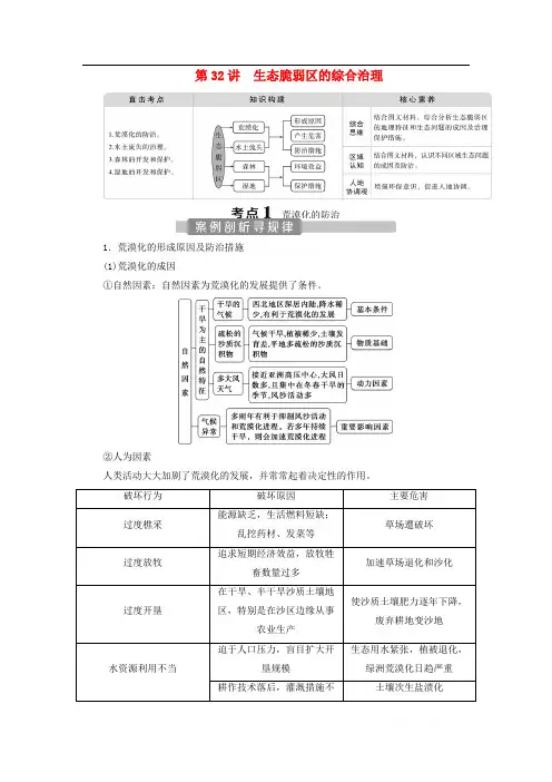 2021届新高考选考地理一轮复习第十三章资源、环境与区域发展第32讲生态脆弱区的综合治理教学案  