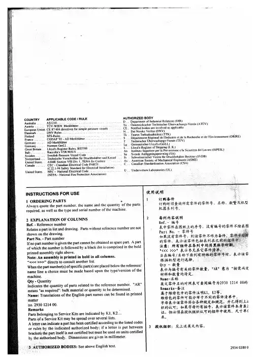 阿特拉斯空压机配件清单