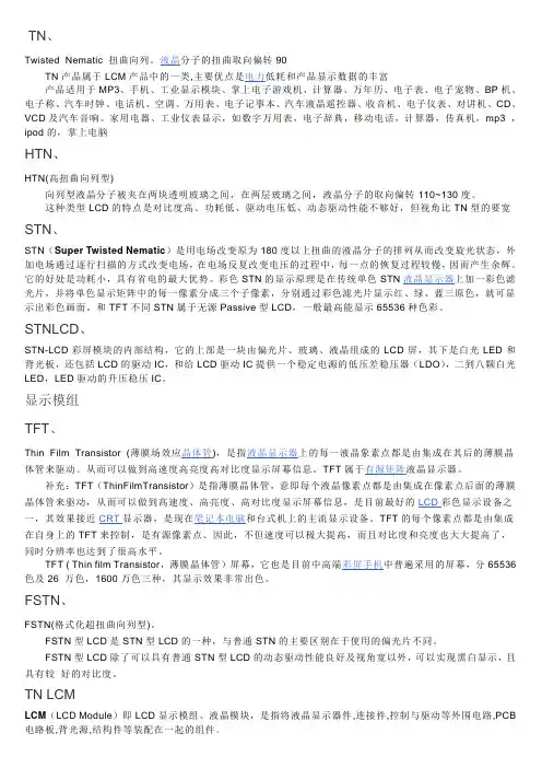 液晶显示屏种类