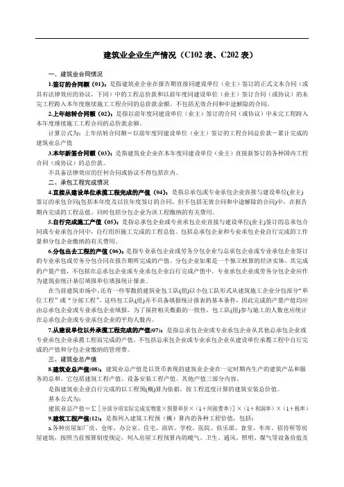 建筑业企业生产情况(C102表