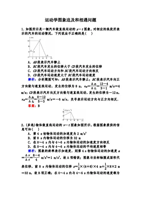 运动学图象追及和相遇问题