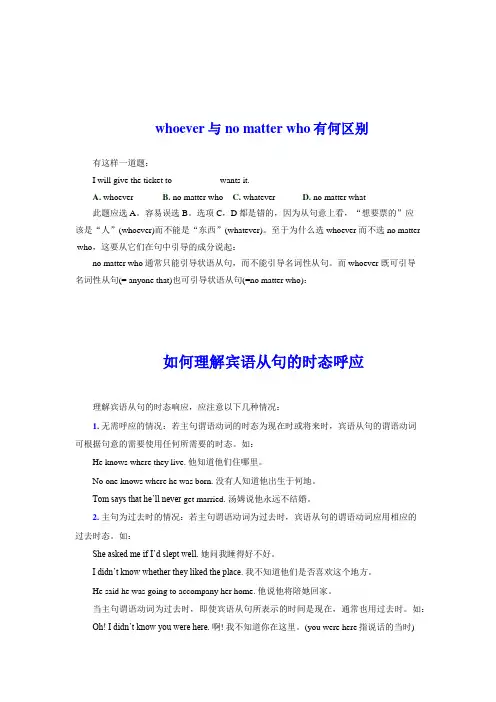 名词性从句whoever与no matter who有何区别