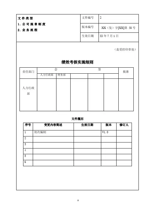 绩效考核实施细则 2