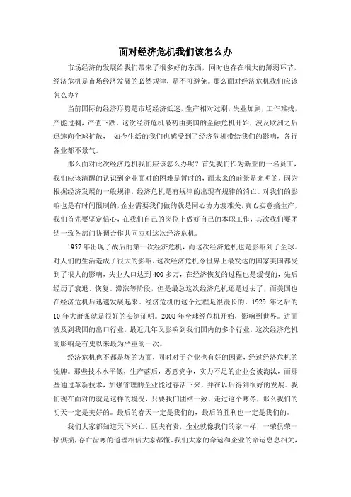 面对经济危机我们该怎么办
