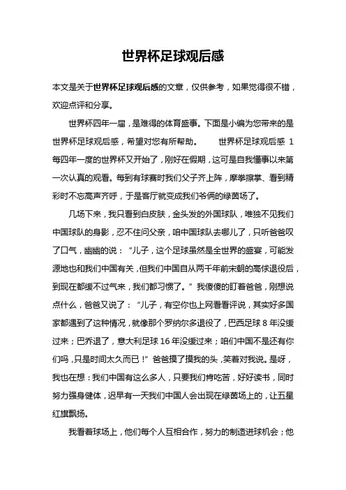 世界杯足球观后感