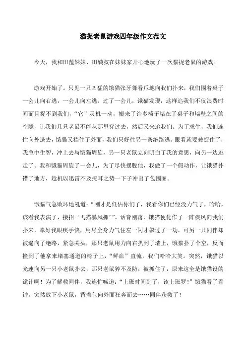 猫捉老鼠游戏四年级作文范文
