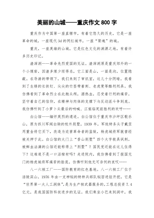 美丽的山城——重庆作文800字_作文
