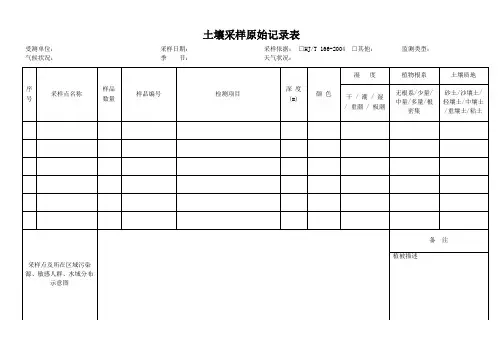 土壤采样原始记录表模板