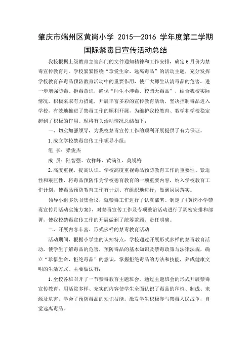 国际禁毒日宣传活动总结