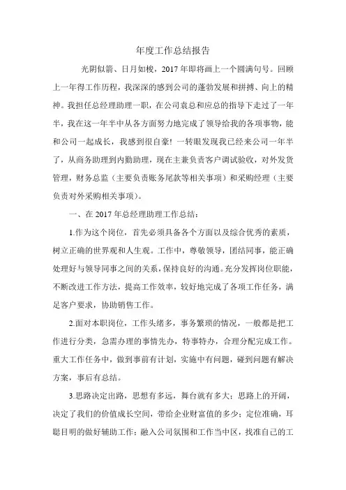 年度工作总结报告