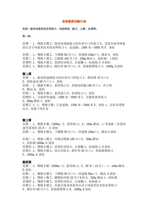 身体素质训练计划