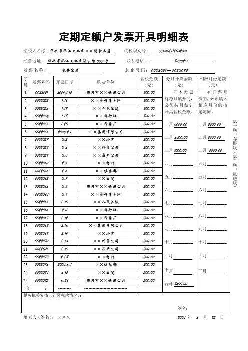 定期定额户发票开具明细表.