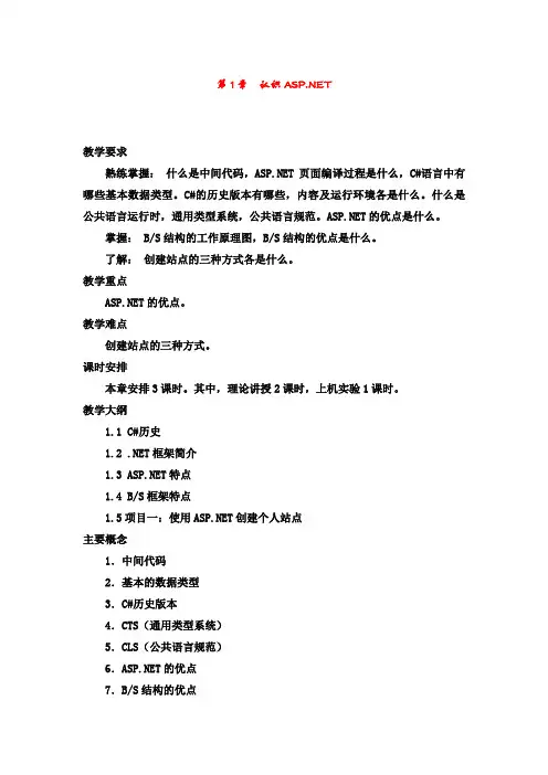 第1章  认识ASPNET
