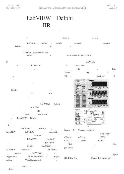 LabVIEW和Delphi混合编程实现IIR数字滤波器设计