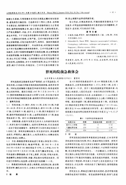 猝死的院前急救体会