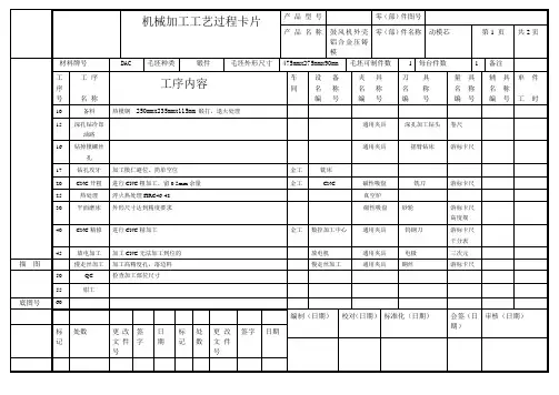 模具零件加工工艺过程卡片