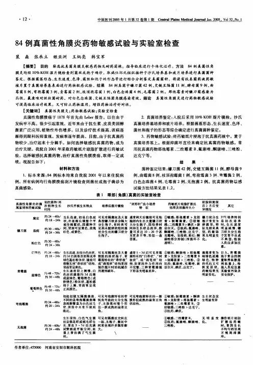 真菌性角膜炎药物敏感试验与实验室检查
