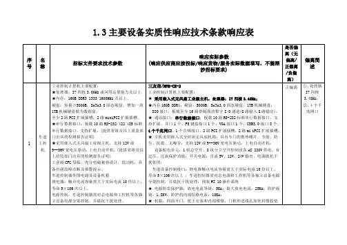 3主要设备实质性响应技术条款响应表