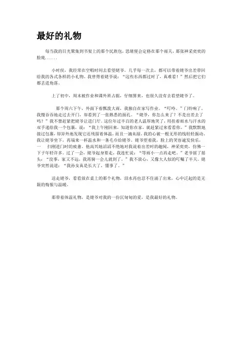 淮北市中考满分作文-最好的礼物