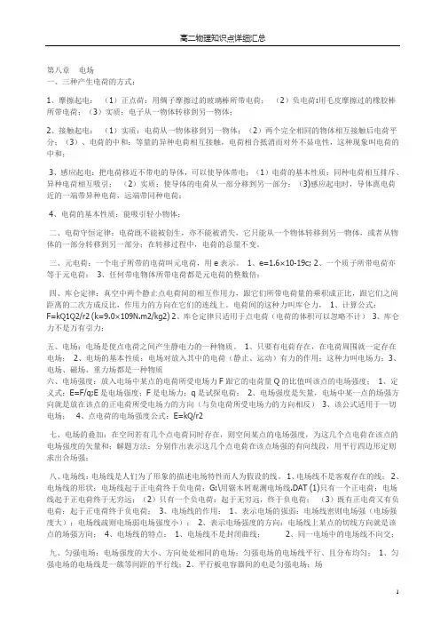 高二物理知识点详细汇总