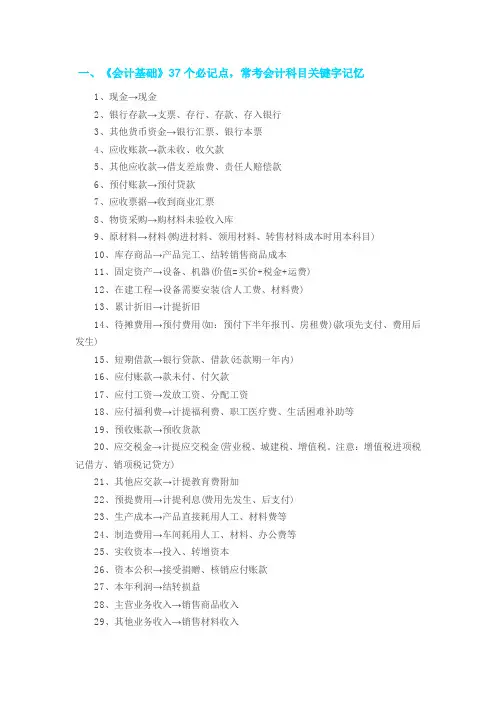 会计基础知识点