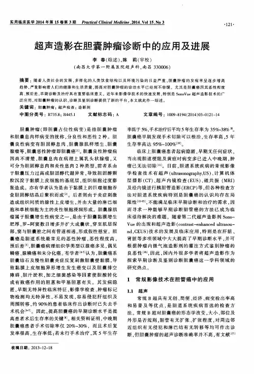 超声造影在胆囊肿瘤诊断中的应用及进展