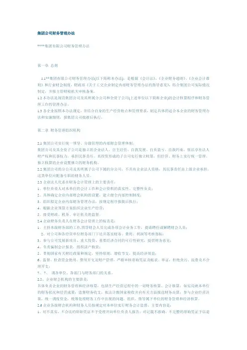 集团公司财务管理办法