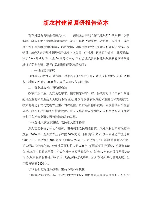 新农村建设调研报告范本