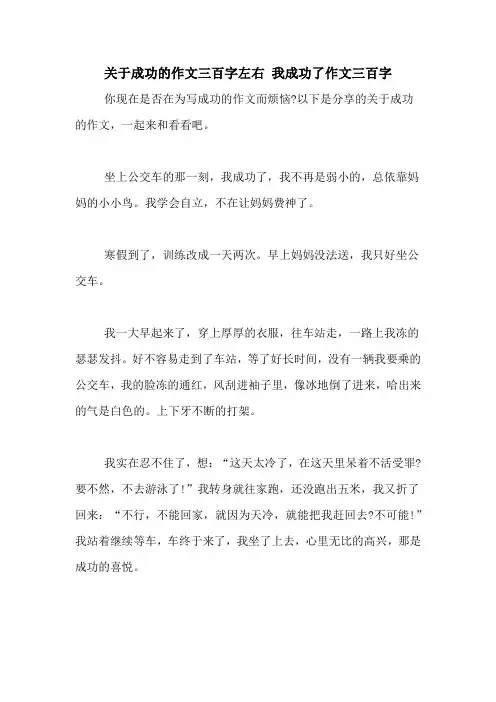 关于成功的作文三百字左右 我成功了作文三百字