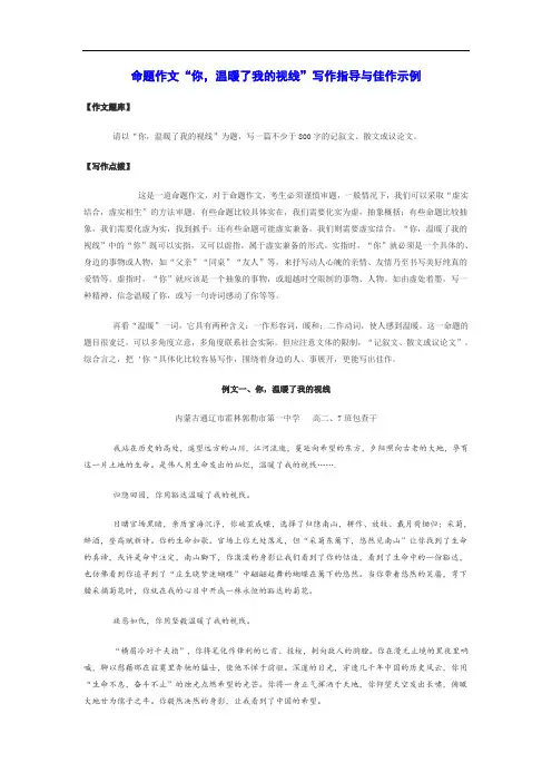 命题作文“你,温暖了我的视线”写作指导与佳作示例1