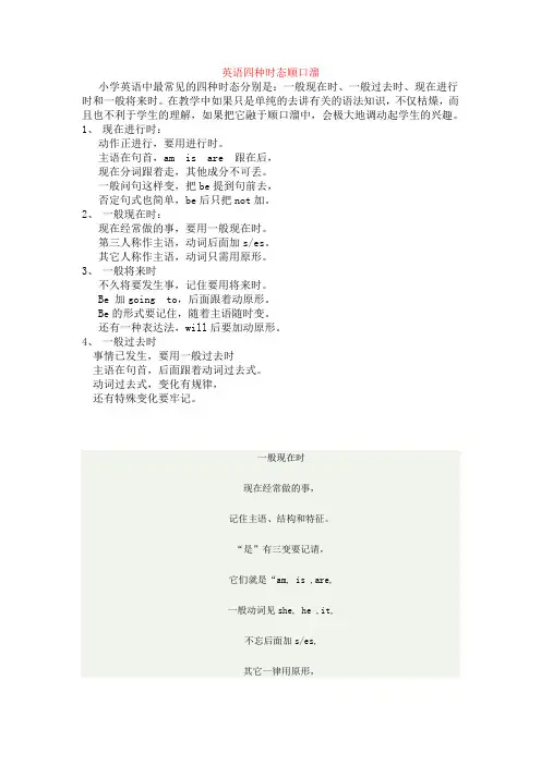 英语四种时态顺口溜