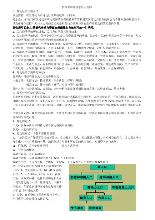 劳动经济学复习资料