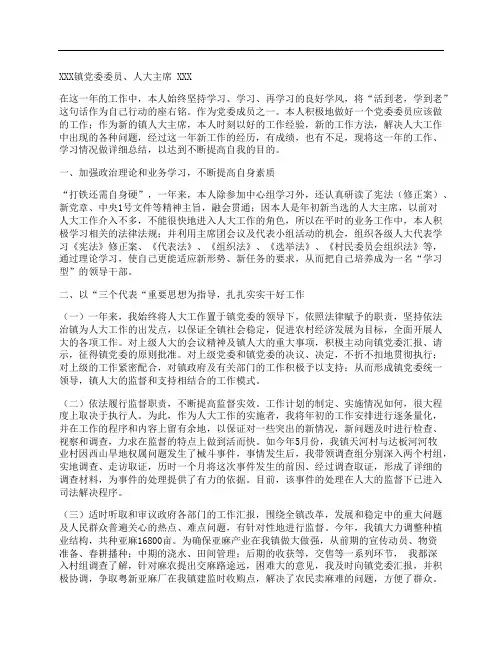 乡人大主席述职报告