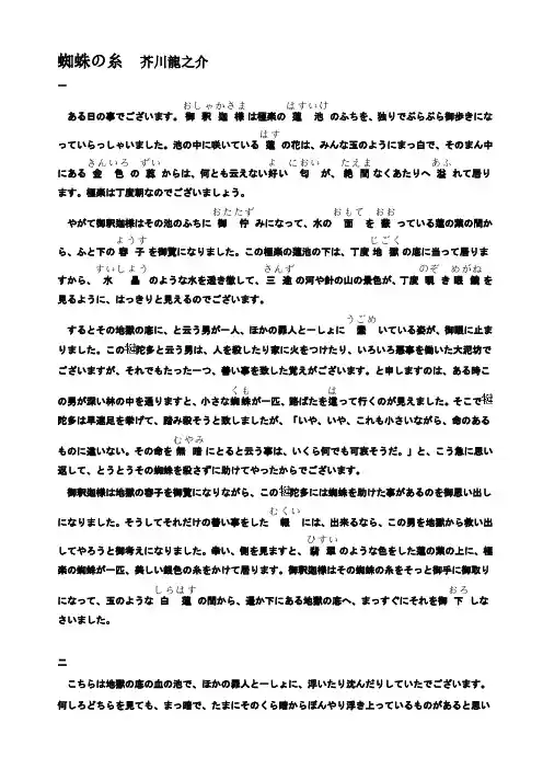 芥川龙之介——蜘蛛丝、地狱变
