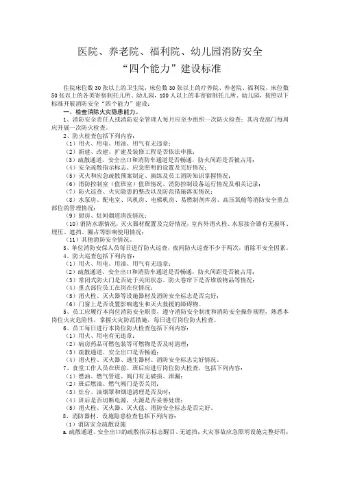 医院、养老院、福利院、幼儿园消防安全