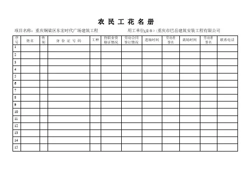 农民工花名册(新标准)【范本模板】