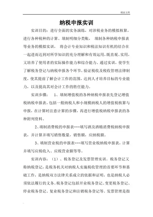 纳税申报实训