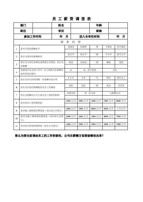 薪资调查表