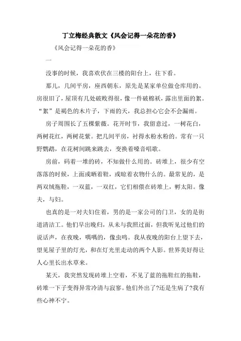最新丁立梅经典散文《风会记得一朵花的香》