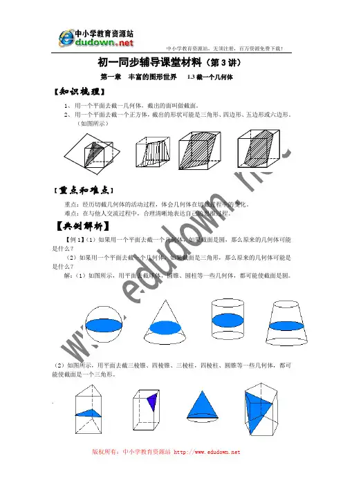 北师大版七上1.3 截一个几何体习题