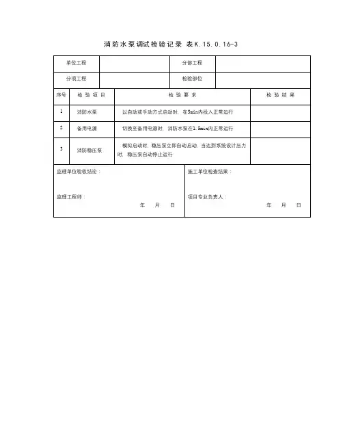 消防水泵调试检验记录表 K