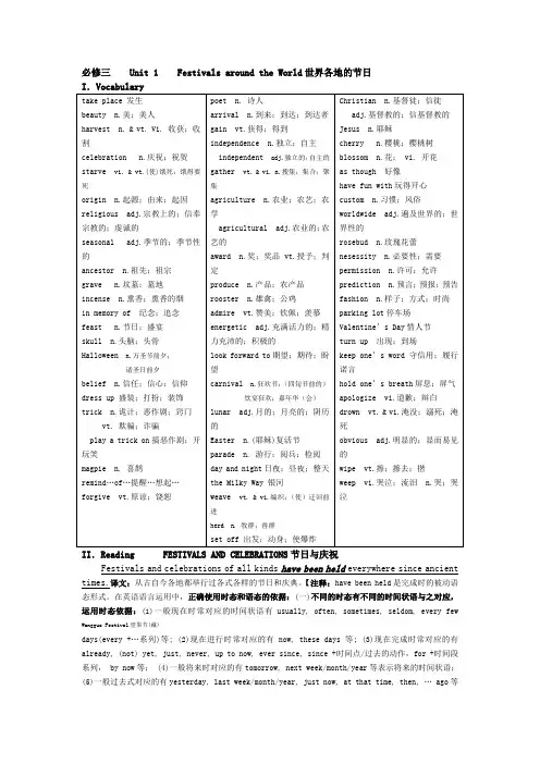 高中英语必修三-课文详解book3-unit