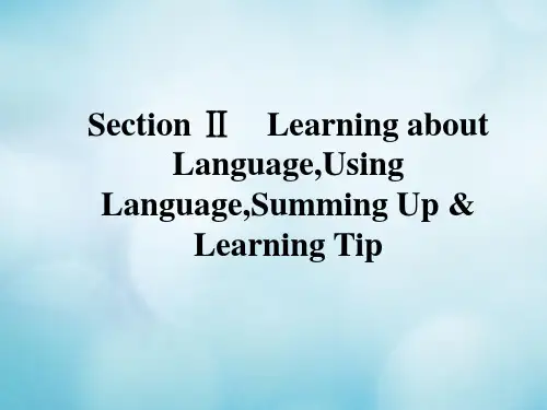 高中英语Unit5ThemeparksSectionⅡLearningaboutLanguageUsingLanguageSummingUp