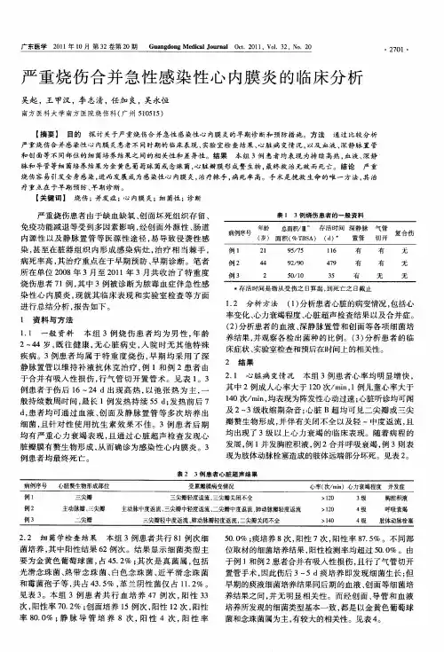 严重烧伤合并急性感染性心内膜炎的临床分析