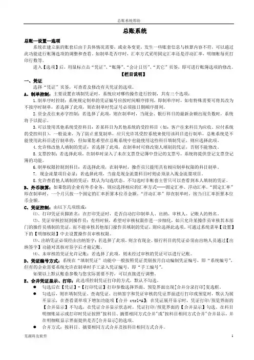 用友T3-用友通标准版总账系统帮助