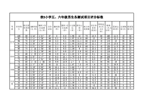 小学生体育达标标准 2