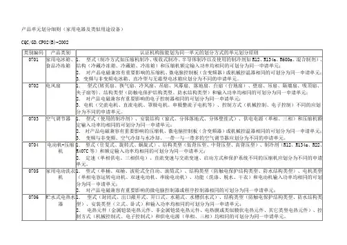 产品单元划分细则(家用电器及类似用途设备)