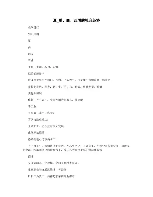 夏_夏商西周的社会经济