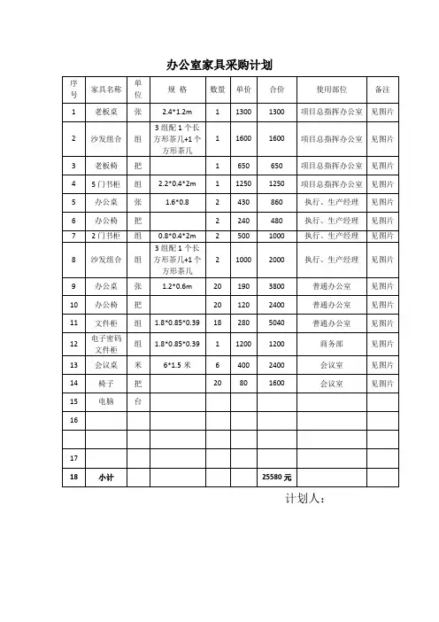 家具采购计划