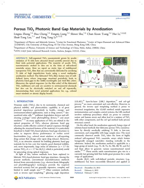 Porous TiO2 Photonic Band Gap Materials by Anodization